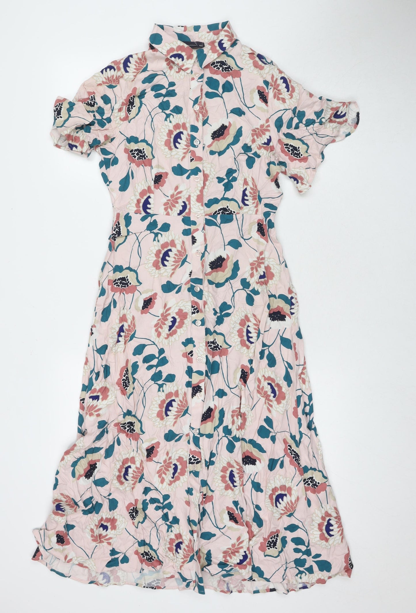 Marks and Spencer Womens Multicoloured Floral Viscose Shirt Dress Size 8 Collared Button