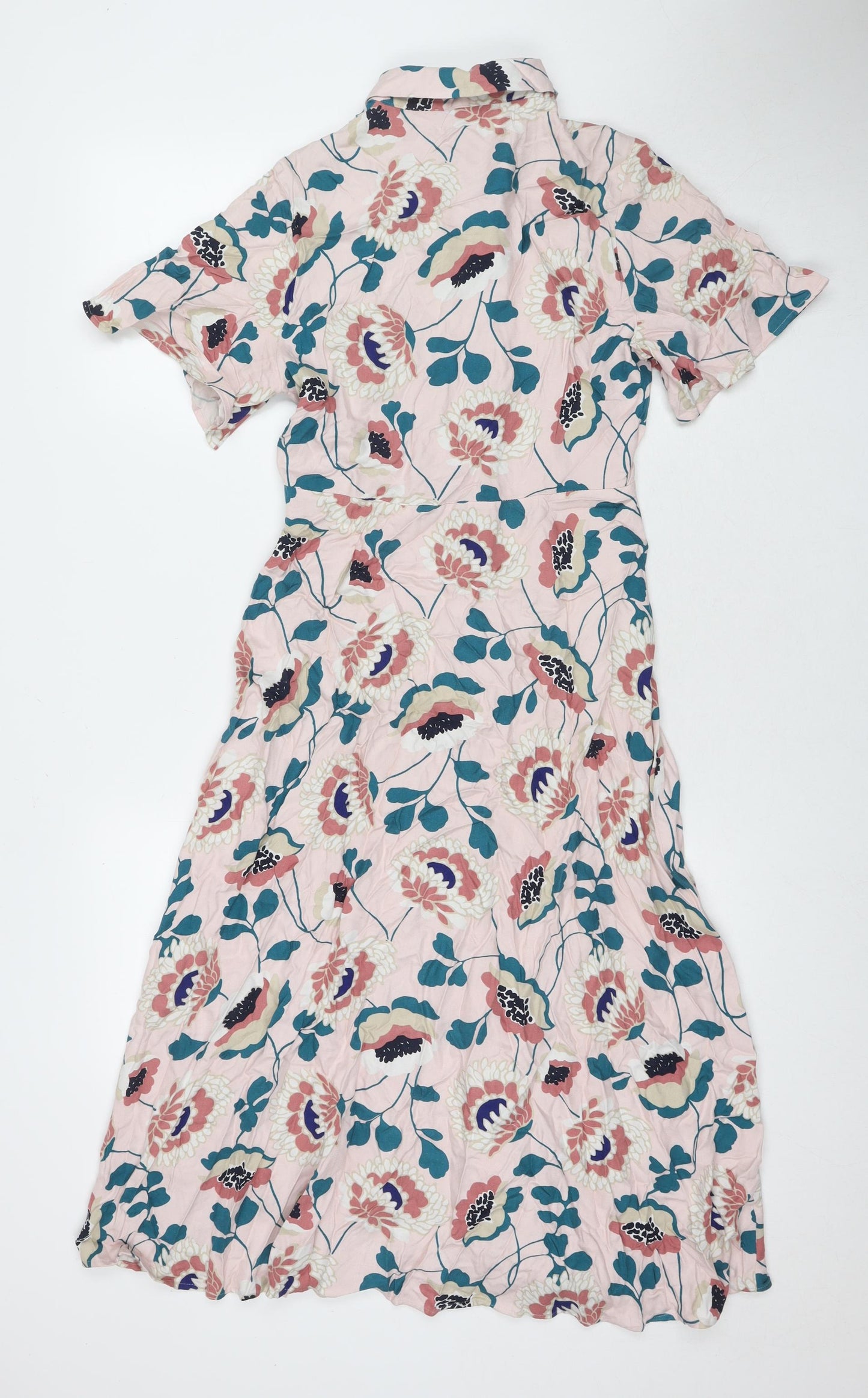 Marks and Spencer Womens Multicoloured Floral Viscose Shirt Dress Size 8 Collared Button