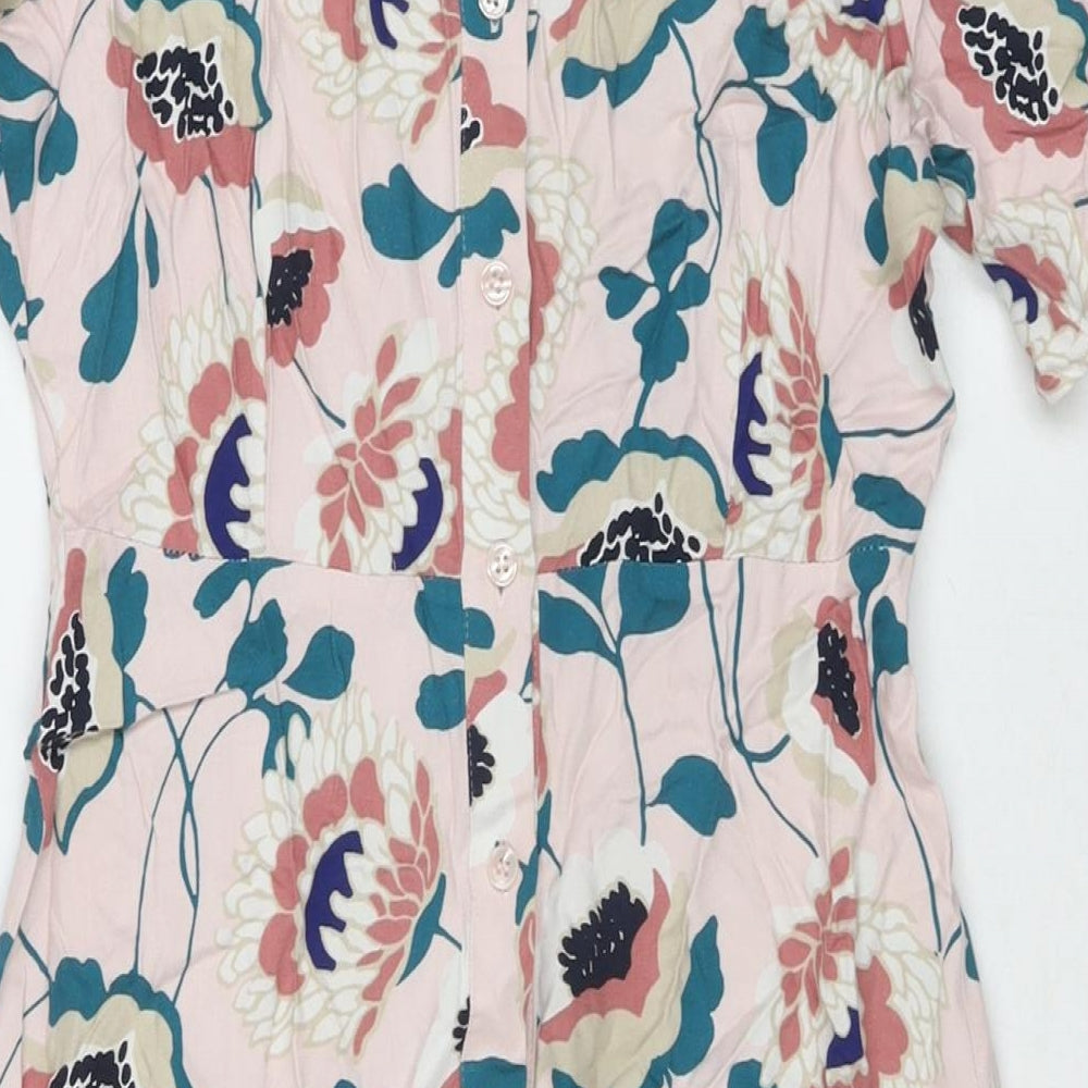 Marks and Spencer Womens Multicoloured Floral Viscose Shirt Dress Size 8 Collared Button