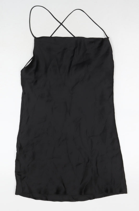 Zara Womens Black Polyester Mini Size XS Square Neck Pullover