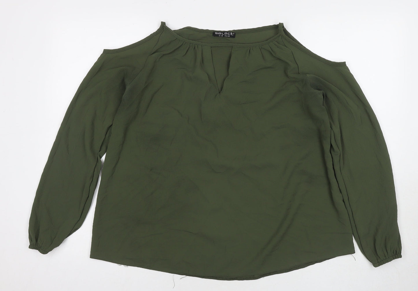 Select Womens Green Polyester Basic Blouse Size 18 Round Neck