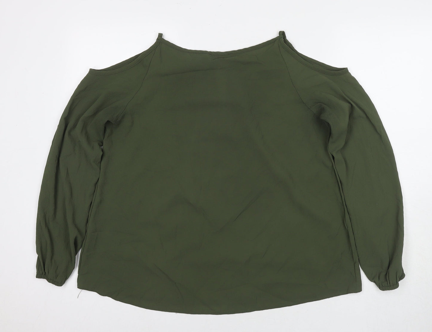Select Womens Green Polyester Basic Blouse Size 18 Round Neck