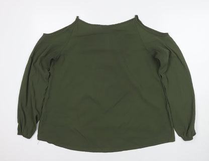 Select Womens Green Polyester Basic Blouse Size 18 Round Neck