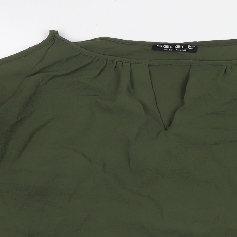 Select Womens Green Polyester Basic Blouse Size 18 Round Neck