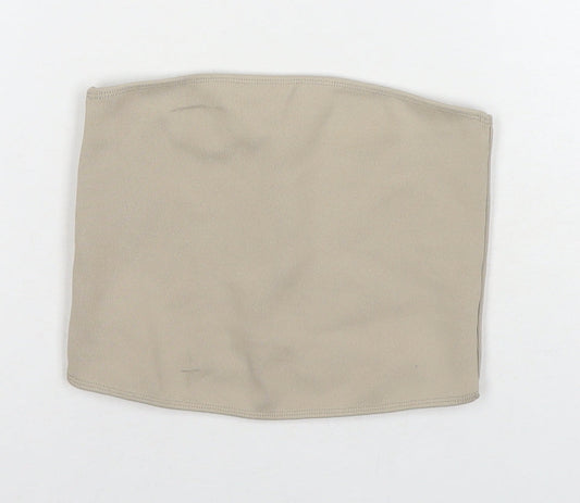 Zara Womens Beige Polyester Basic Tank Size S Square Neck - Strapless