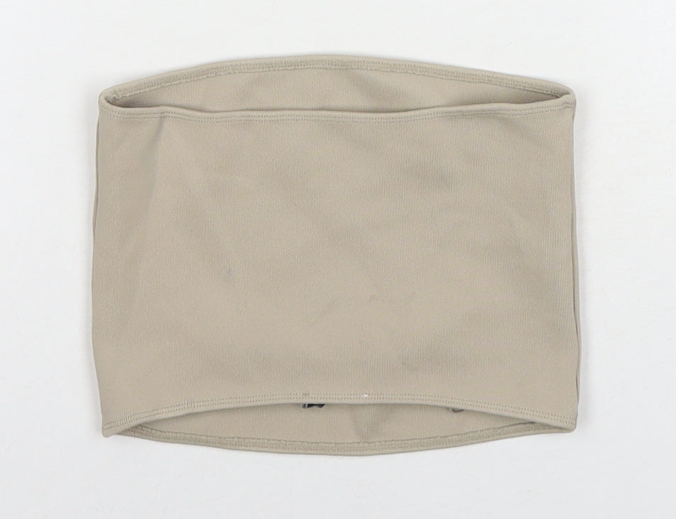 Zara Womens Beige Polyester Basic Tank Size S Square Neck - Strapless