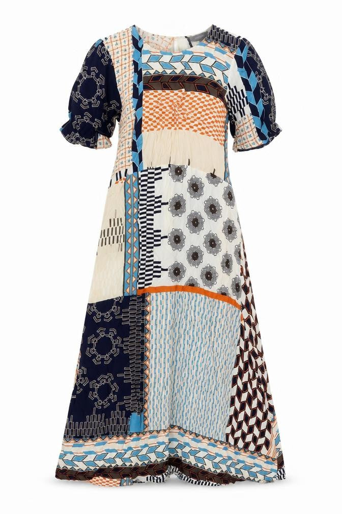 Principles Womens Multicoloured Geometric Viscose Maxi Size 8 Round Neck Button