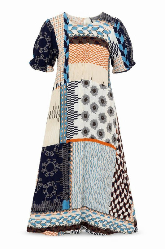 Principles Womens Multicoloured Geometric Viscose Maxi Size 8 Round Neck Button