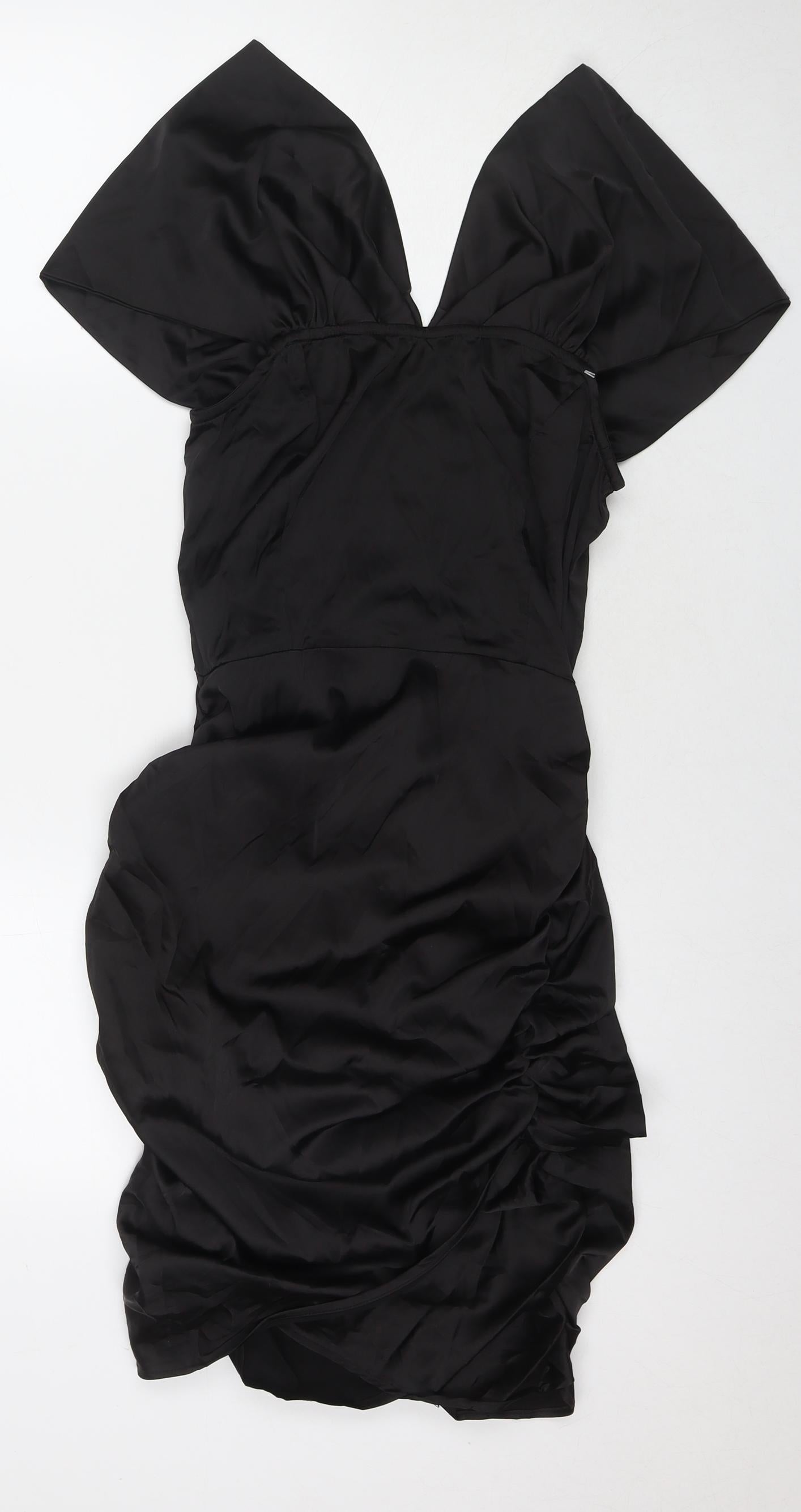 PARISIAN SIGNATURE Womens Black Polyester A-Line Size 12 V-Neck Zip
