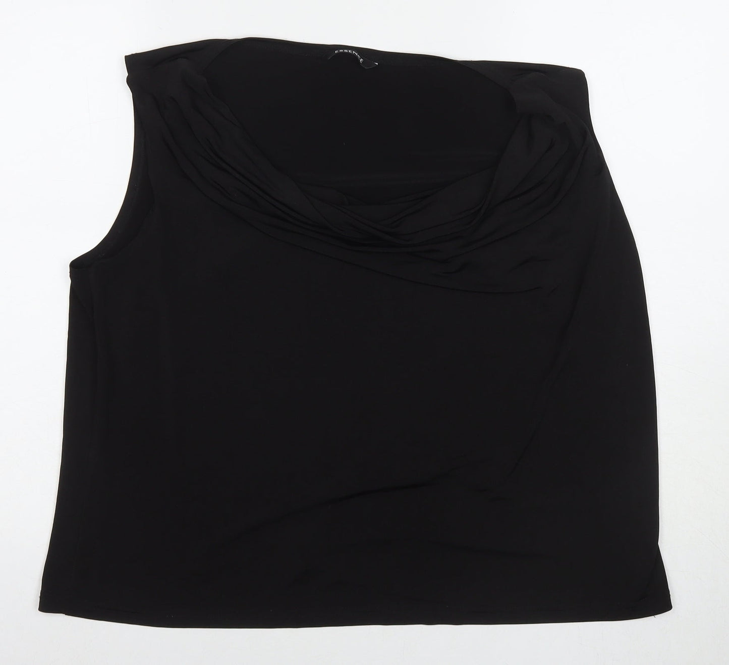 essence Womens Black Polyester Basic Tank Size 24 Round Neck