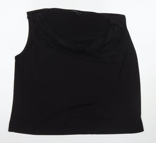 essence Womens Black Polyester Basic Tank Size 24 Round Neck