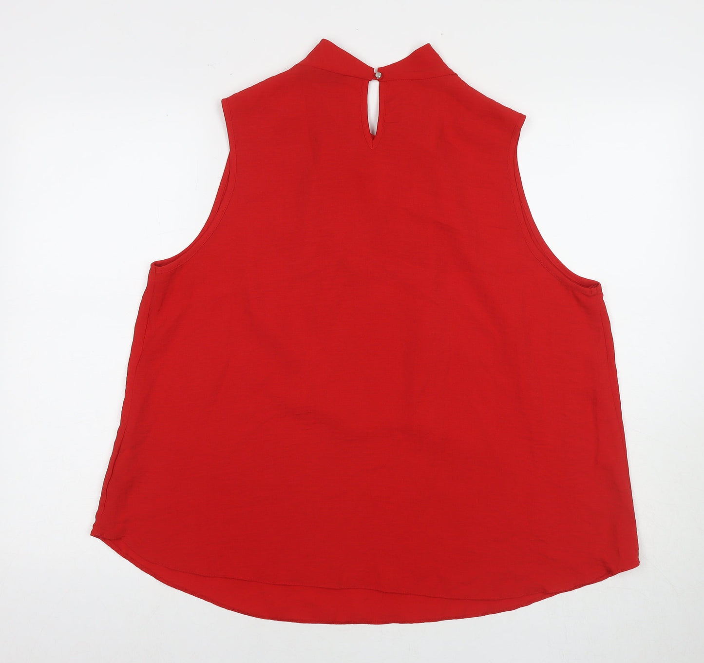 Dorothy Perkins Womens Red Polyester Basic Tank Size 14 Round Neck - Pearl Detail