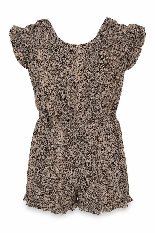 Mango Womens Beige Animal Print Viscose Playsuit One-Piece Size L L3 in Button