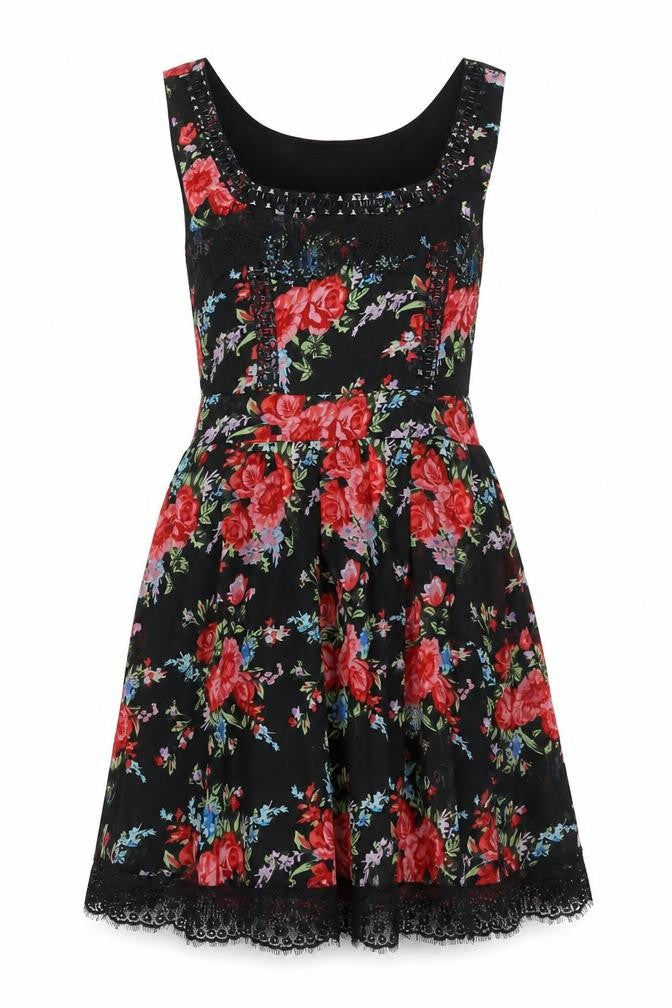 Madam Rage Womens Multicoloured Floral Polyester Fit & Flare Size 10 Scoop Neck Pullover