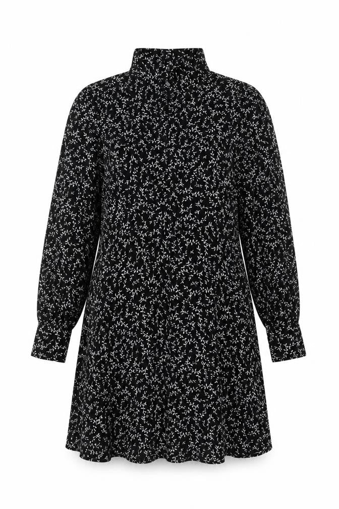 Marks & Spencer Womens Black Floral Polyester Fit & Flare Size 12 Collared Button