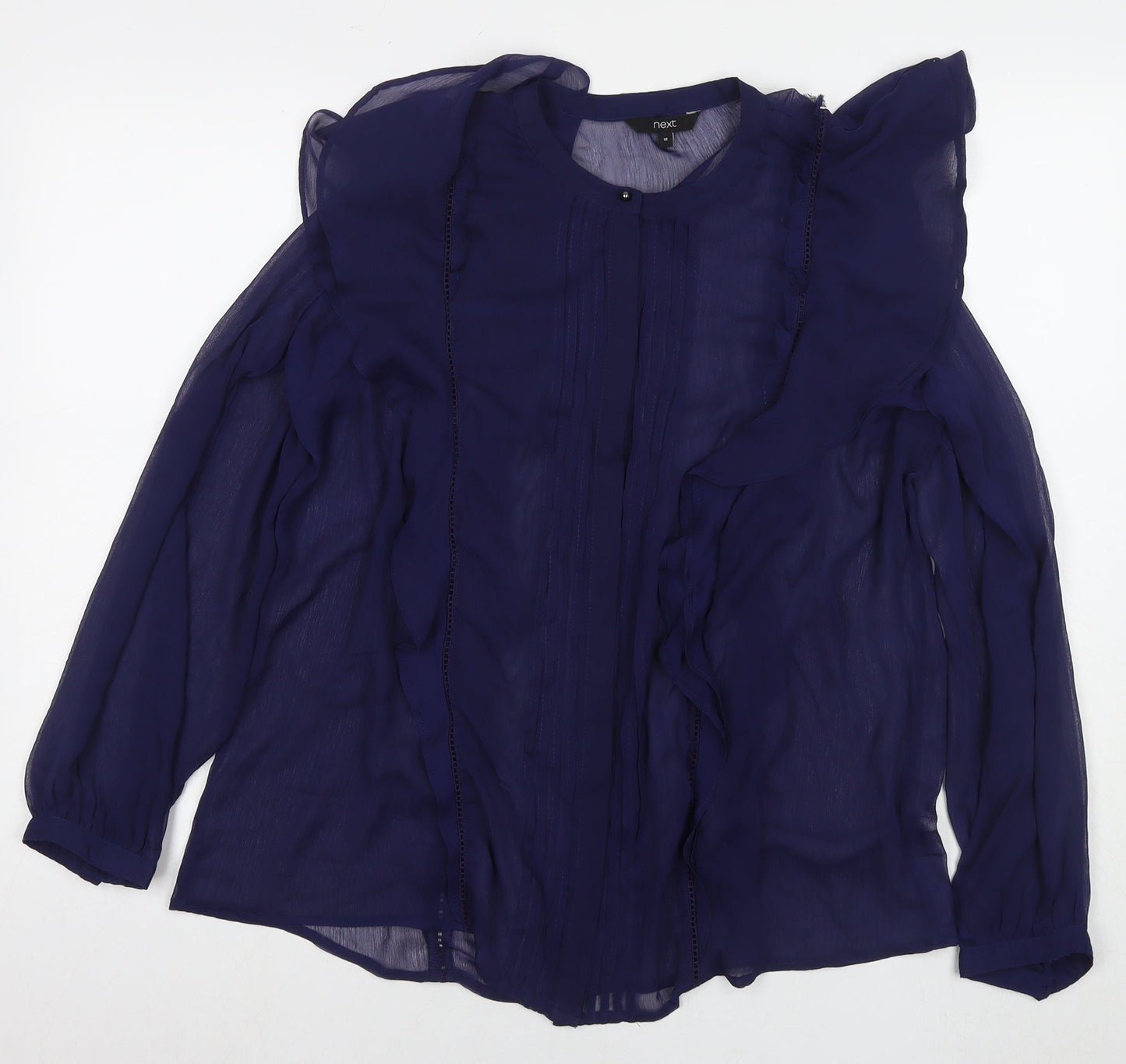 NEXT Womens Blue Polyester Basic Button-Up Size 18 Round Neck