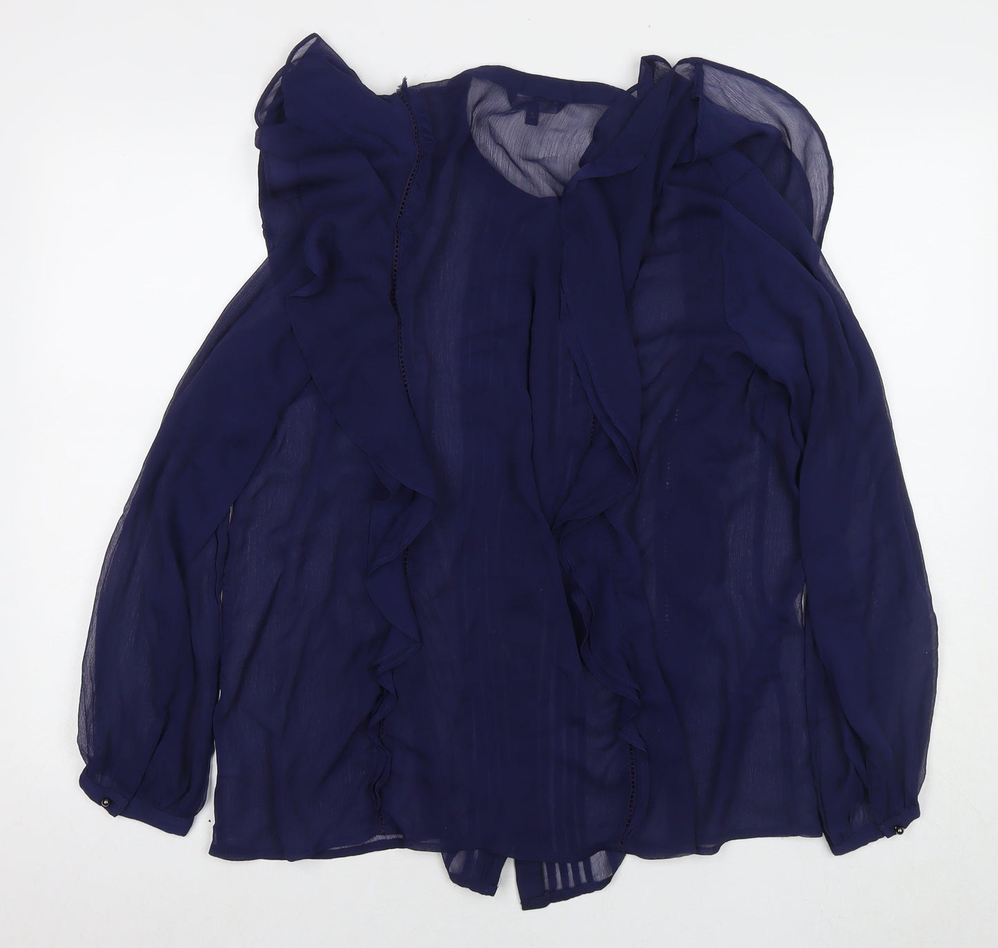 NEXT Womens Blue Polyester Basic Button-Up Size 18 Round Neck