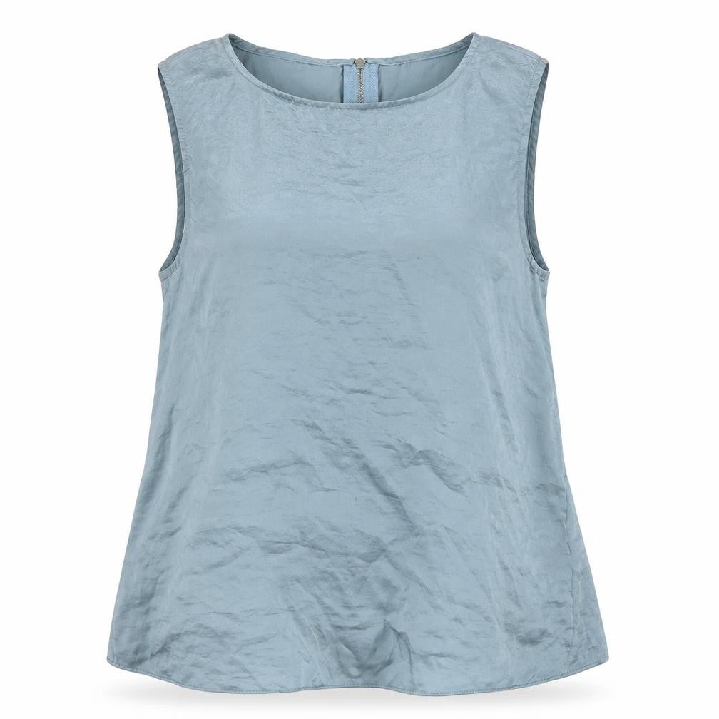 Pull&Bear Womens Blue Polyester Basic Tank Size M Round Neck