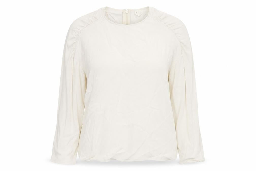 Arket Womens White Polyester Basic Button-Up Size 6 Round Neck