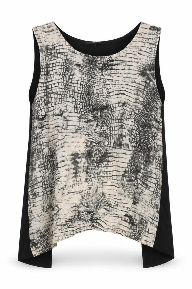 VILA Womens Multicoloured Geometric Polyester Basic Tank Size M Round Neck