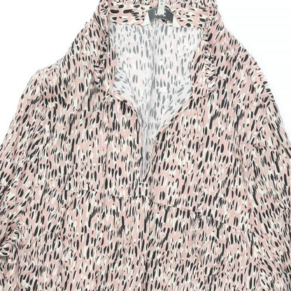 Next Womens Pink Geometric Viscose Shift Size 12 V-Neck Pullover