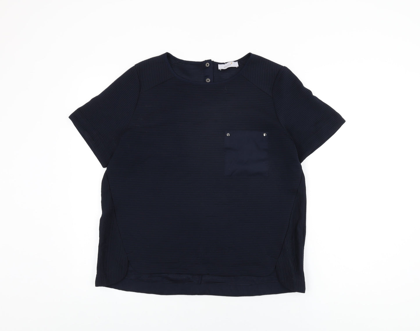Per Una Womens Blue Polyester Basic T-Shirt Size 14 Round Neck