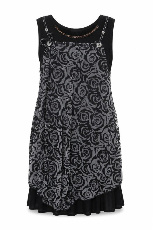 Stella Womens Black Floral Viscose Shift Size 10 Round Neck Pullover