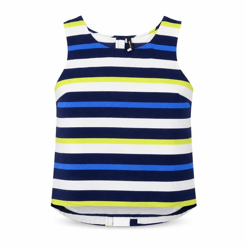 Innocence Womens Multicoloured Striped Polyester Basic T-Shirt Size 10 Round Neck