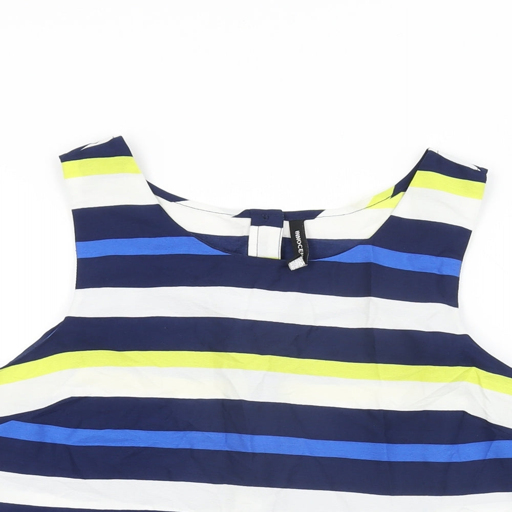 Innocence Womens Multicoloured Striped Polyester Basic T-Shirt Size 10 Round Neck