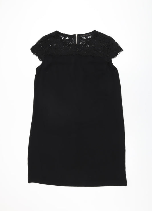 Zara Womens Black Nylon Shift Size L Round Neck Zip