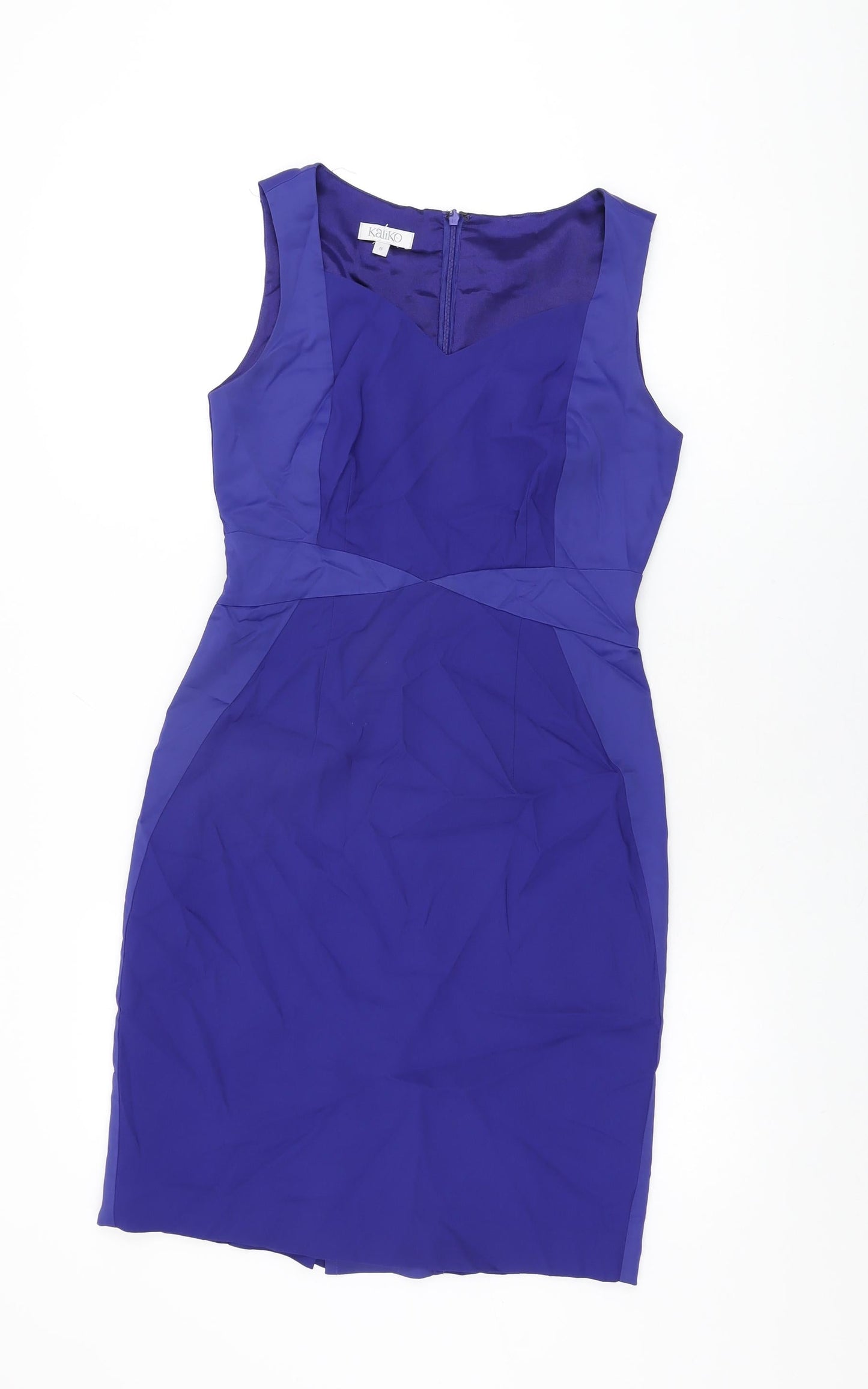 Kaliko Womens Blue Cotton Bodycon Size 8 Sweetheart Zip
