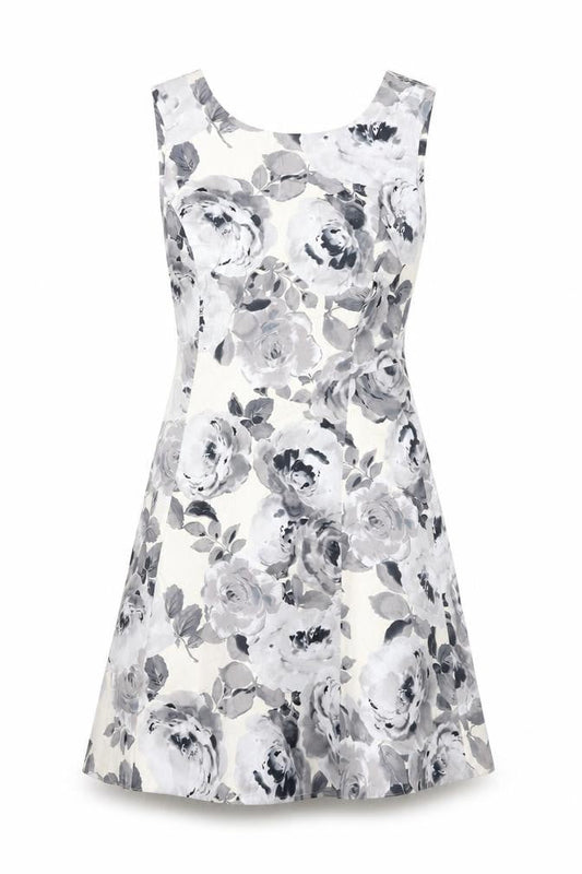 Dorothy Perkins Womens White Floral Cotton A-Line Size 8 Round Neck Zip