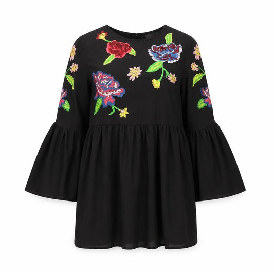 ASOS Womens Black Floral Polyester Shift Size 10 Round Neck Button