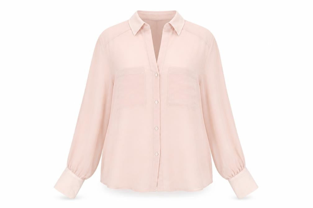 Zara Womens Pink Polyester Basic Button-Up Size M Collared