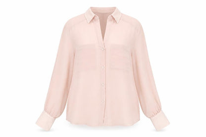 Zara Womens Pink Polyester Basic Button-Up Size M Collared