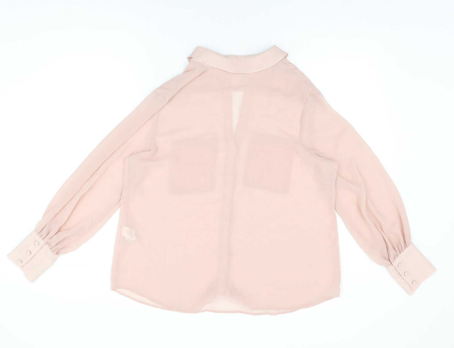 Zara Womens Pink Polyester Basic Button-Up Size M Collared