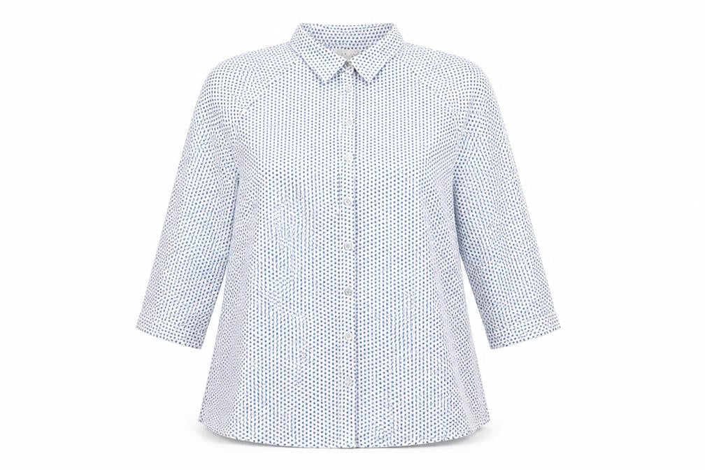 Lila Rose Womens White Geometric Polyester Basic Button-Up Size M Collared