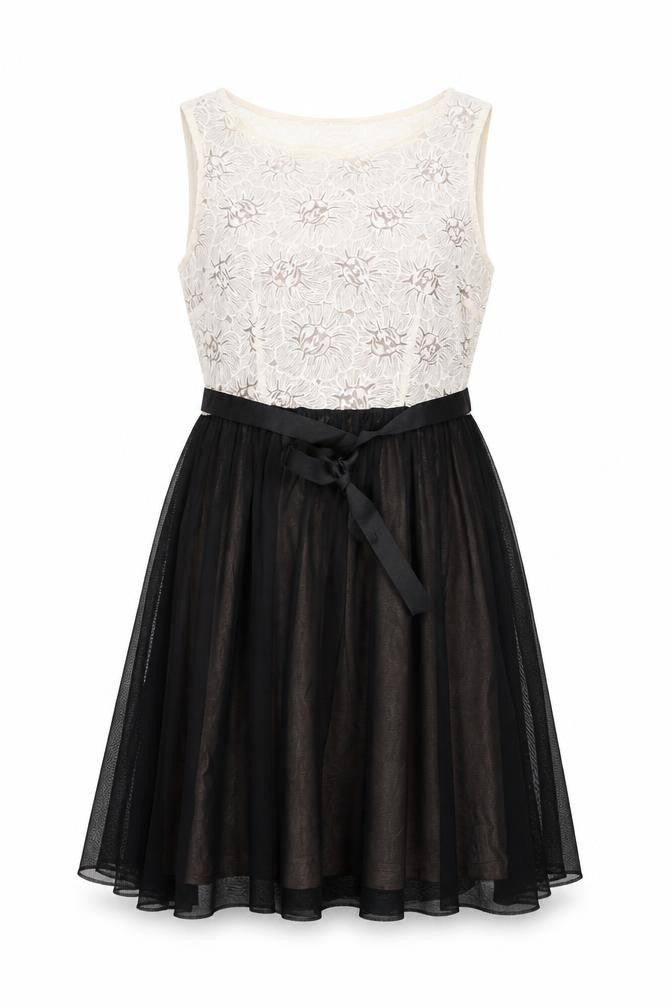 BHS Womens Black Floral Nylon A-Line Size 16 Round Neck Zip