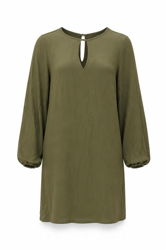 New Look Womens Green Polyester Shift Size 8 Round Neck Button