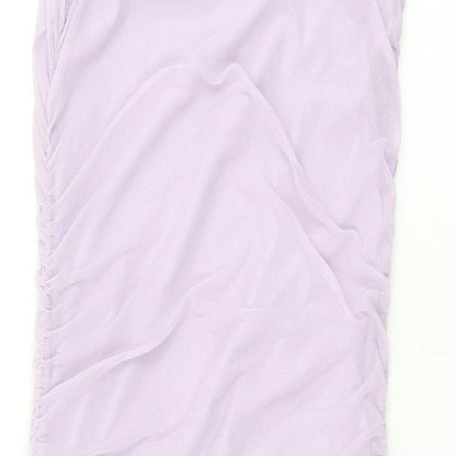 PRETTYLITTLETHING Womens Purple Polyester Bodycon Size 12 Square Neck Pullover
