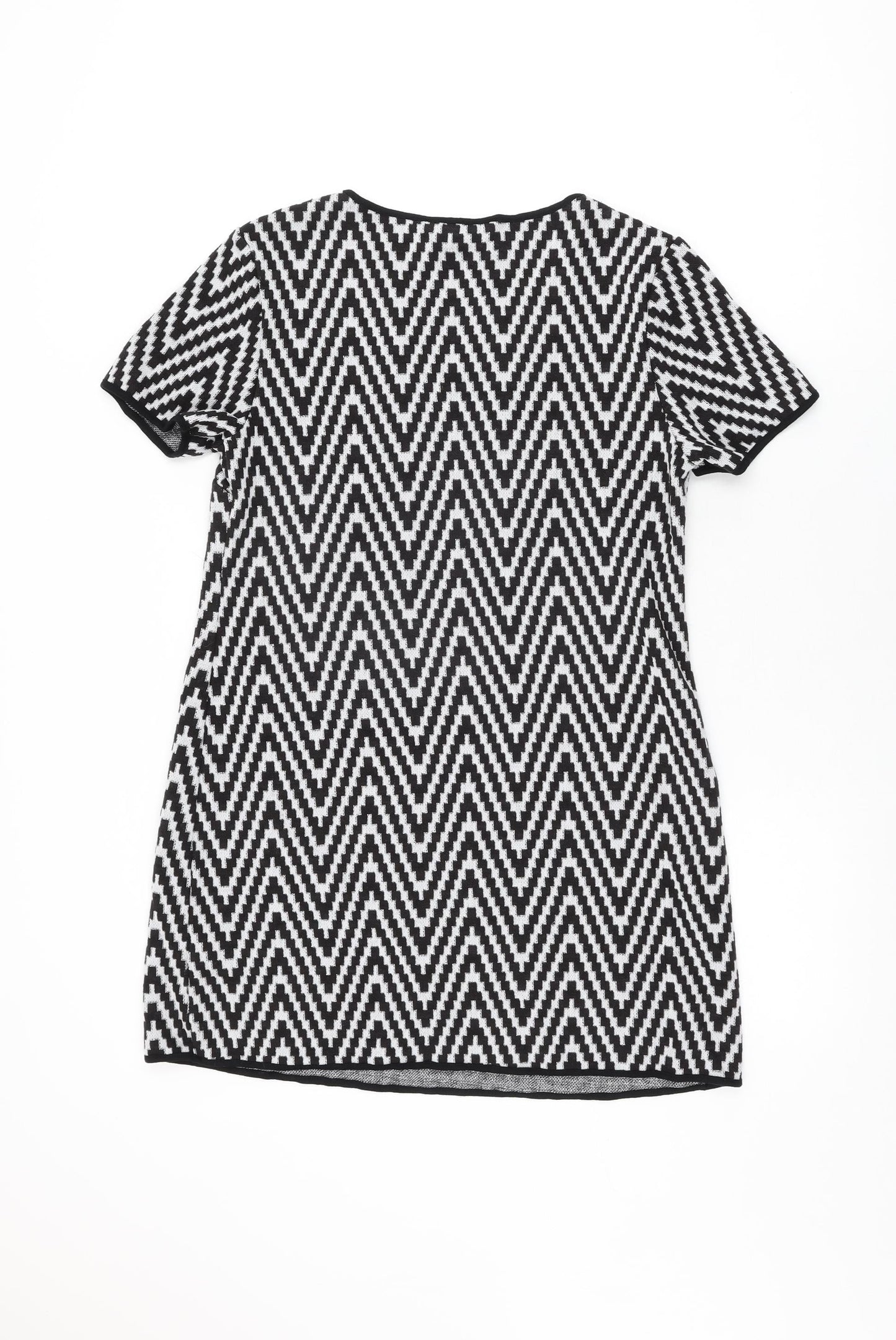 Dorothy Perkins Womens White Geometric Acrylic Shift Size 10 Round Neck Pullover