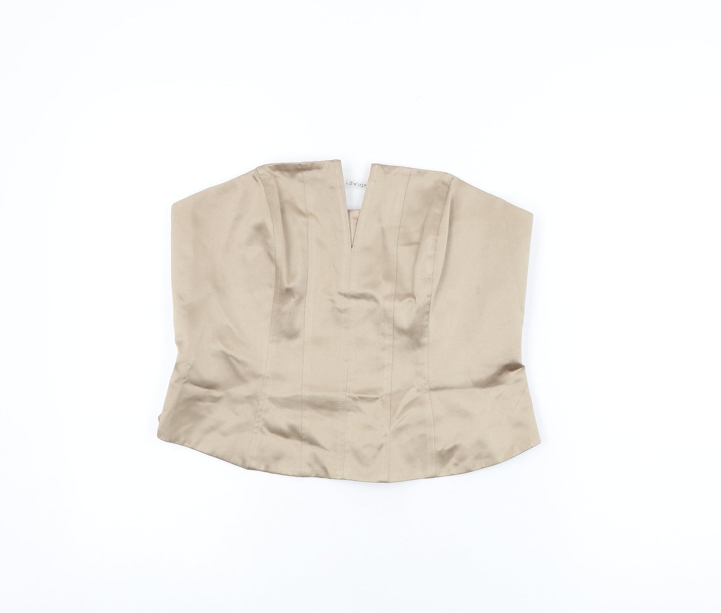Debut Womens Beige Polyester Basic T-Shirt Size 14 Off the Shoulder