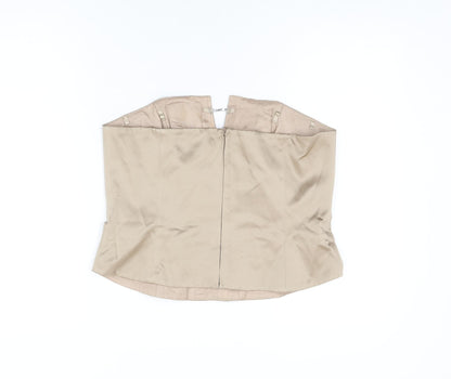Debut Womens Beige Polyester Basic T-Shirt Size 14 Off the Shoulder