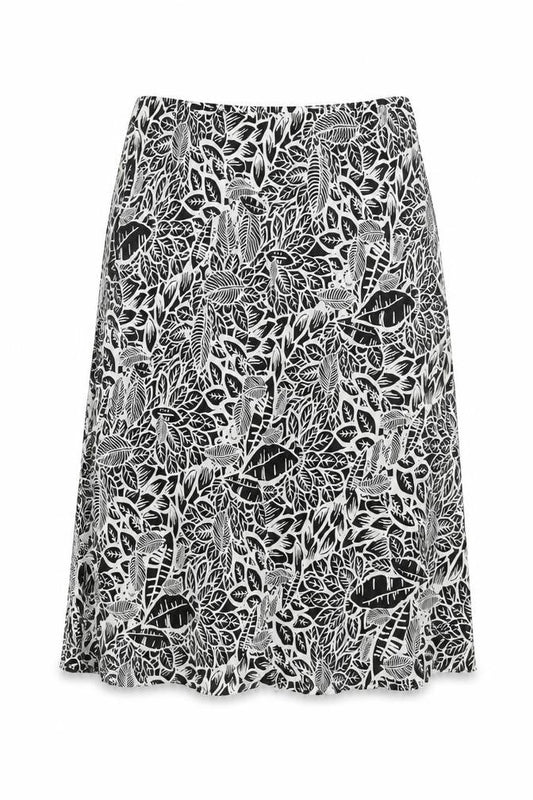 BM Womens Black Geometric Viscose Swing Skirt Size 16