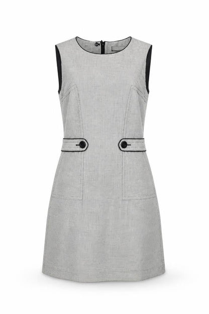 Next Womens Grey Polyester Shift Size 6 Round Neck Zip