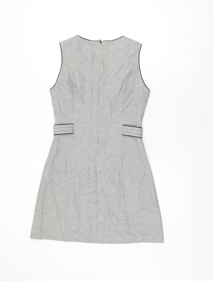 Next Womens Grey Polyester Shift Size 6 Round Neck Zip