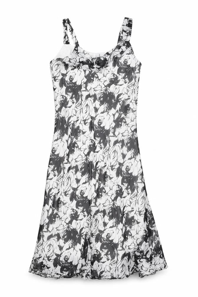 BHS Womens White Floral Polyester Shift Size 14 Cowl Neck Pullover