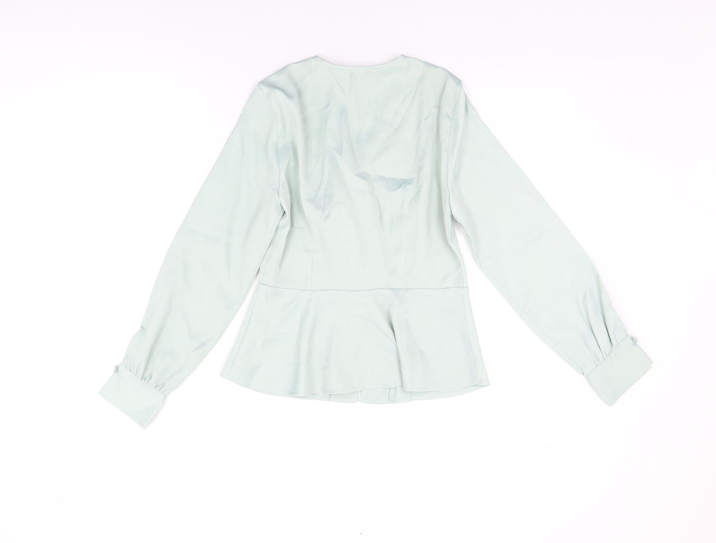 Topshop Womens Blue Polyester Basic Button-Up Size 8 V-Neck