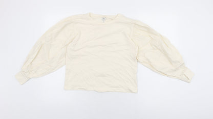 River Island Womens Ivory Cotton Basic T-Shirt Size 6 Round Neck