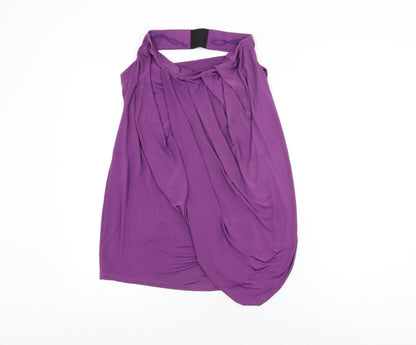 Additional front view of ASOS women’s purple polyester basic t-shirt, size UK 10, halter